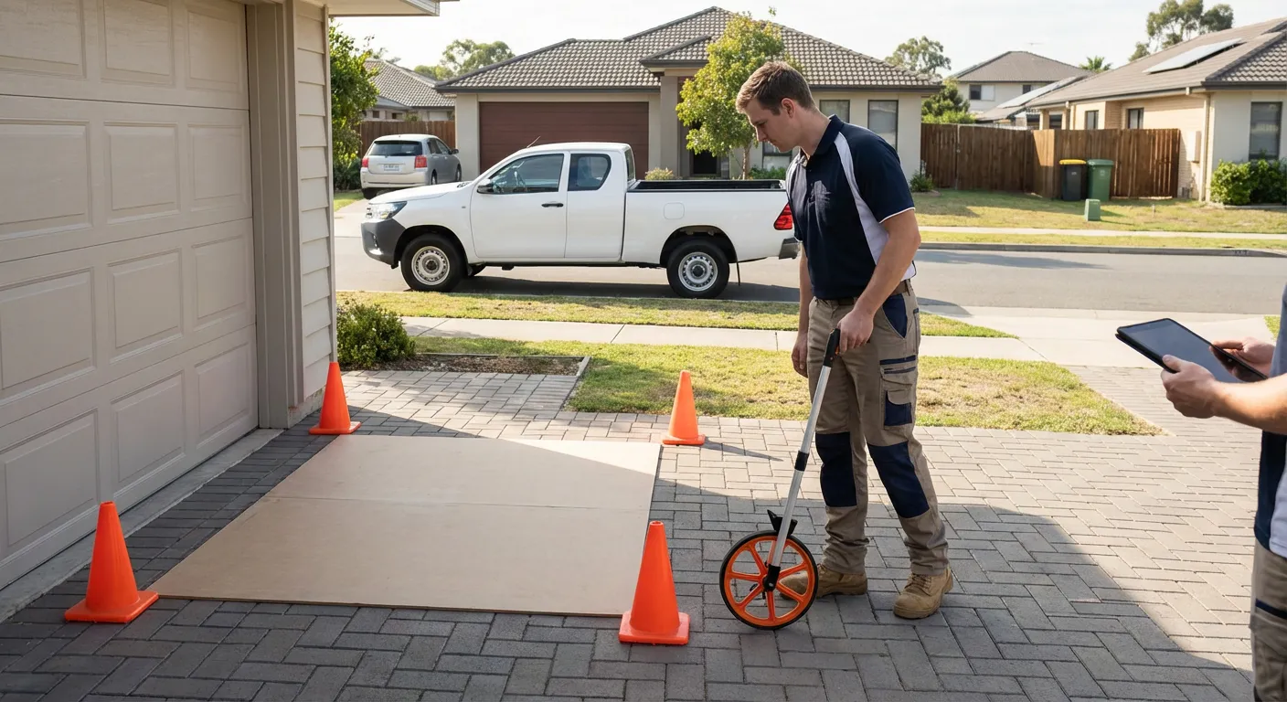 Site assessment for dumpster placement showing clearance requirements in Chandler, AZ