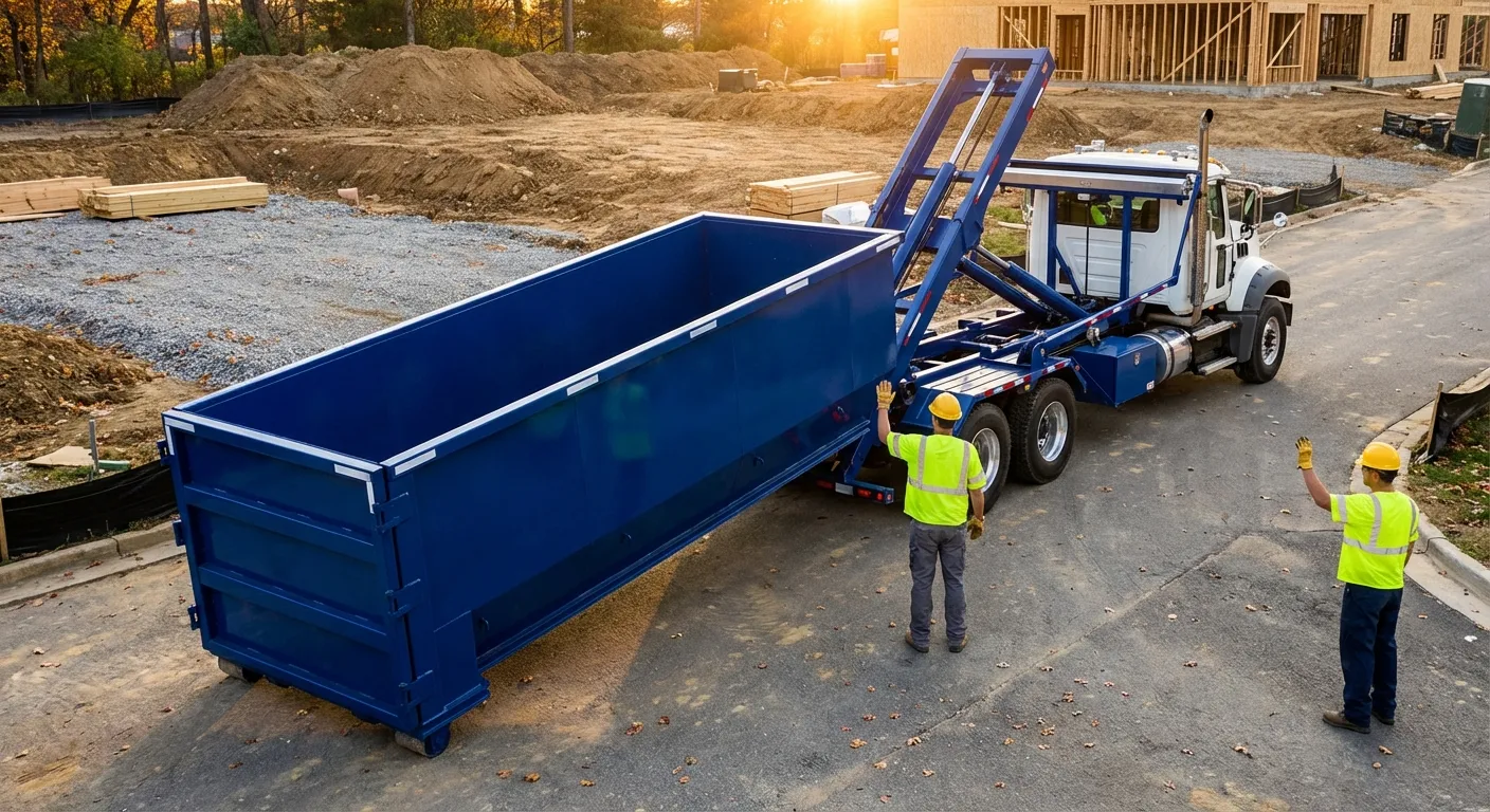 Construction dumpster delivery truck in Chandler, AZ