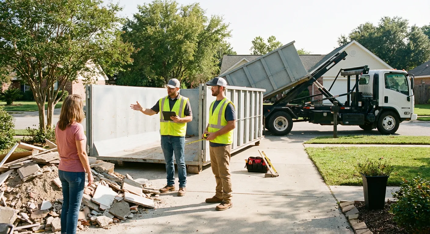 San Tan Roll-Off Rentals dumpster delivery truck in Chandler, AZ